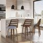 Lumisource Trevi Swivel Counter Stool with Grey Cushion in Walnut and Black (Set of 2), , large