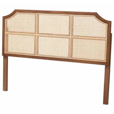 Baxton Studio Hermine Queen Panel Headboard with Curved Top in Walnut Brown and Natural, , large