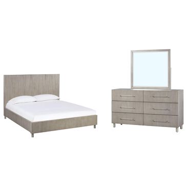 Urban Home Argento 3 Piece Queen Bedroom Set in Misty Grey and Stainless Steel, , large