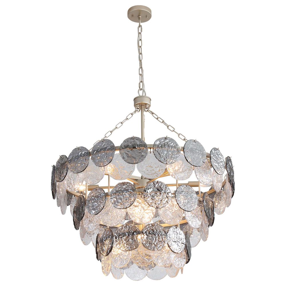 Golden Lighting Cascada 3-Tier 13-Light Pendant with Smoke Plated Glass Shade in Aegean Silver, , large