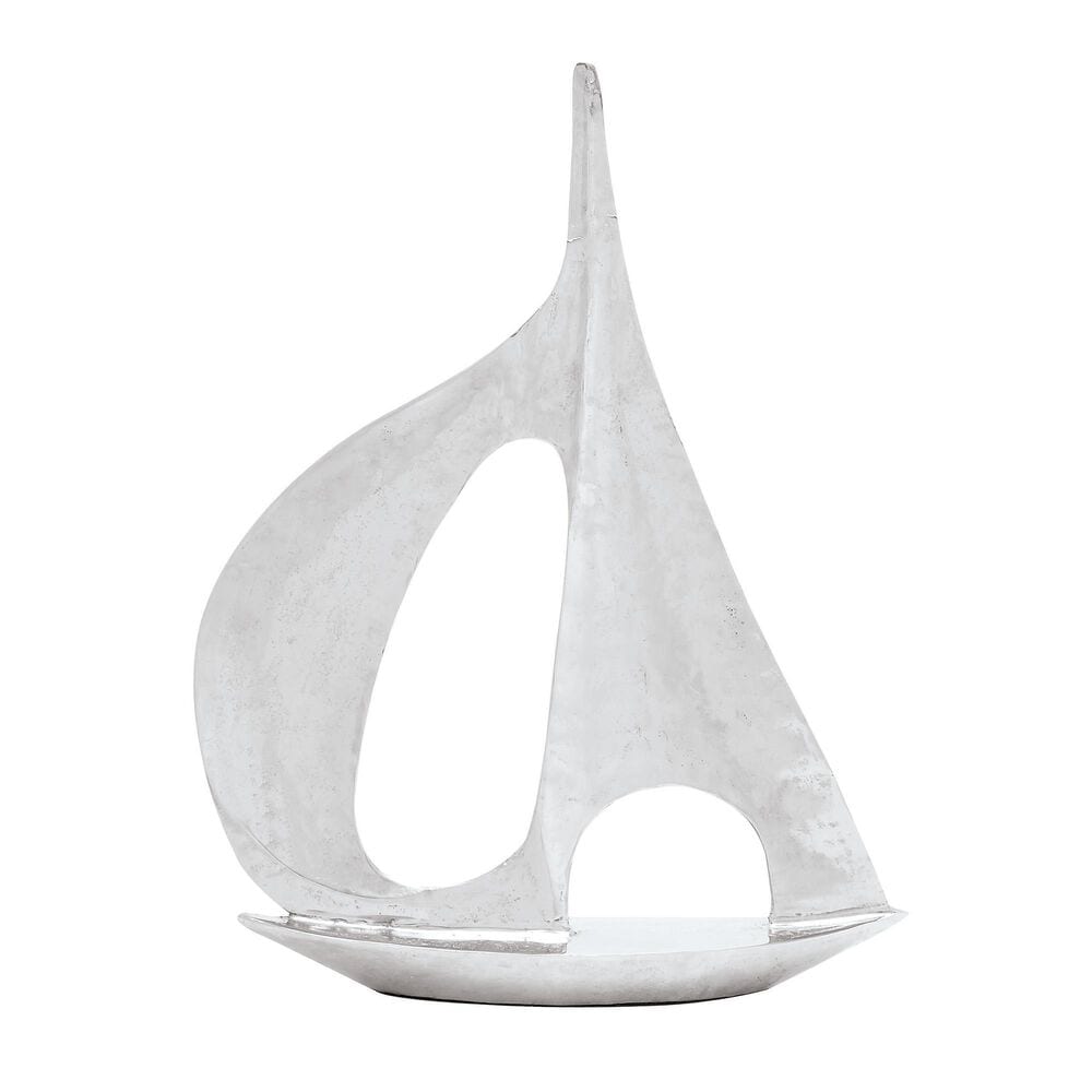 Maple and Jade Sail Boat Decorative Sculpture in Satin Silver, , large