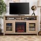 Walker Edison Wasatch 58" Fireplace Glass Wood TV Stand in Driftwood, , large