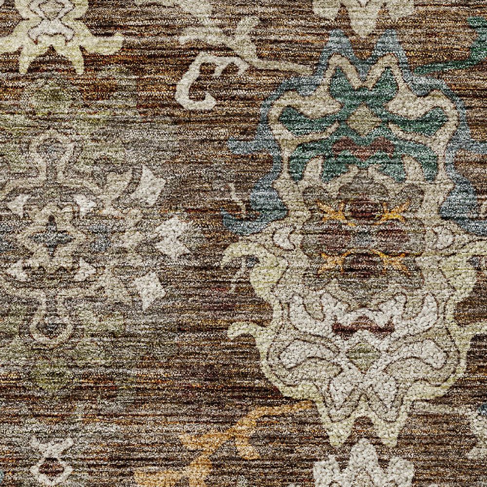Dalyn Rug Company Silk Road Chocolate, Ivory, Gold, Copper, Blue, Teal and Mocha 2&#39;3&quot; x 7&#39;6&quot; Runner, , large