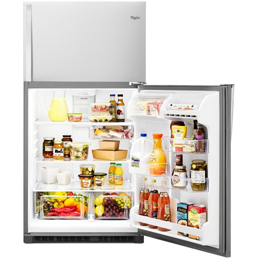 Whirlpool 20.5 Cu. Ft. Top-Freezer Refrigerator in Monochromatic Stainless Steel, , large