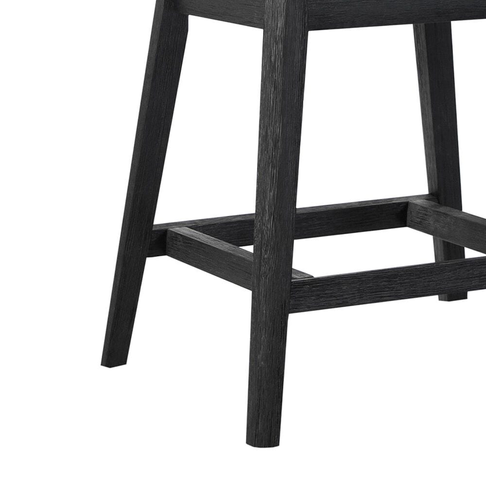 Armen Living Tutti Frutti Patio Counter Height Bar Stool with Light Gray Cushion in Black, , large