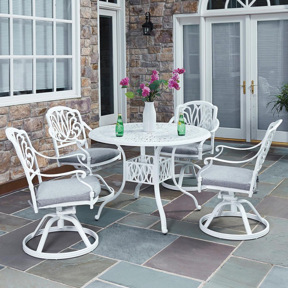 Home Styles Capri 5-Piece 42 in Dining Set with Four Swivel Chairs in White, , large