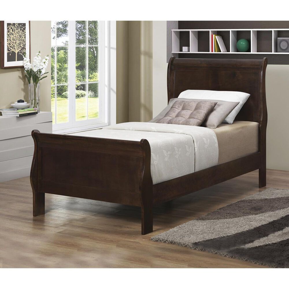 Pacific Landing Louis Philippe Twin Sleigh Bed in Cappuccino, , large