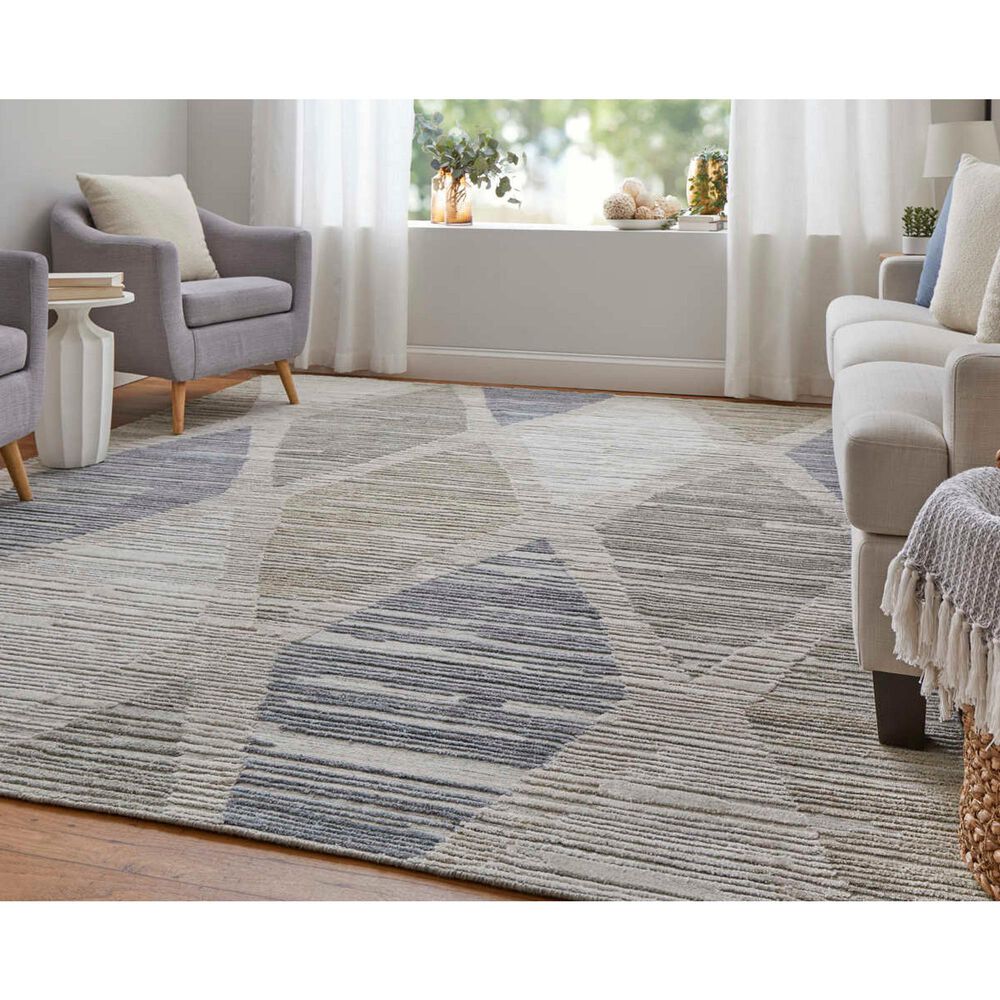 Feizy Elias 10&#39; x 14&#39; Ivory and Blue Area Rug, , large