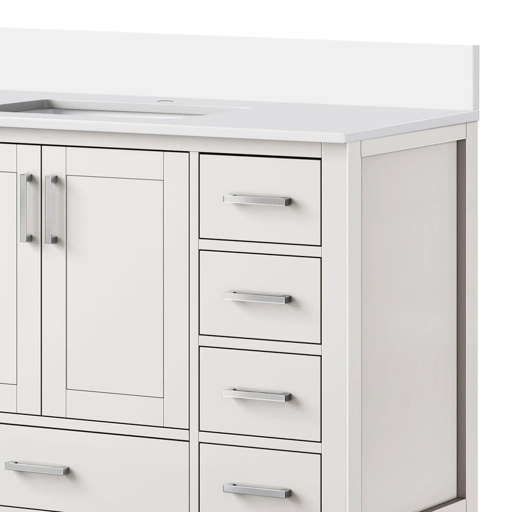 Lexora Home Jacques 48" Single Bathroom Vanity in White with 2 cm White Cultured Marble Top and Rectangular Sink, , large