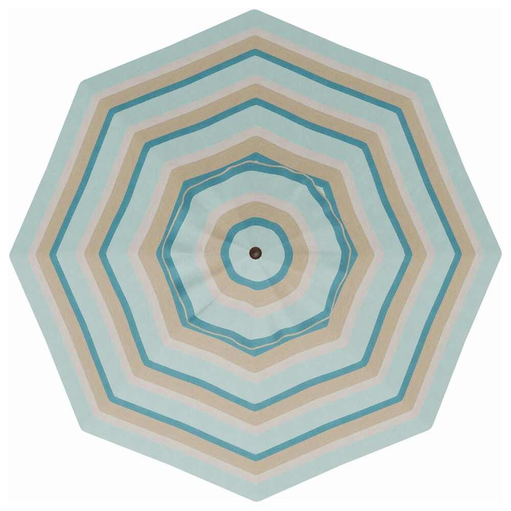 Garden Party Market 9' Octagon Push Button Tilt Umbrella with Bronze Base in Gateway Mist Stripe, , large