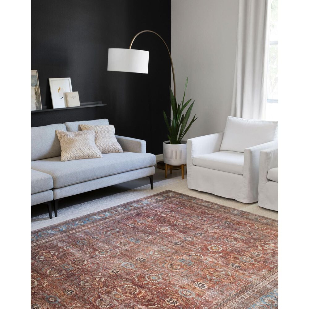 Loloi II Layla LAY-01 3&#39;6&quot; x 5&#39;6&quot; Brick and Blue Area Rug, , large