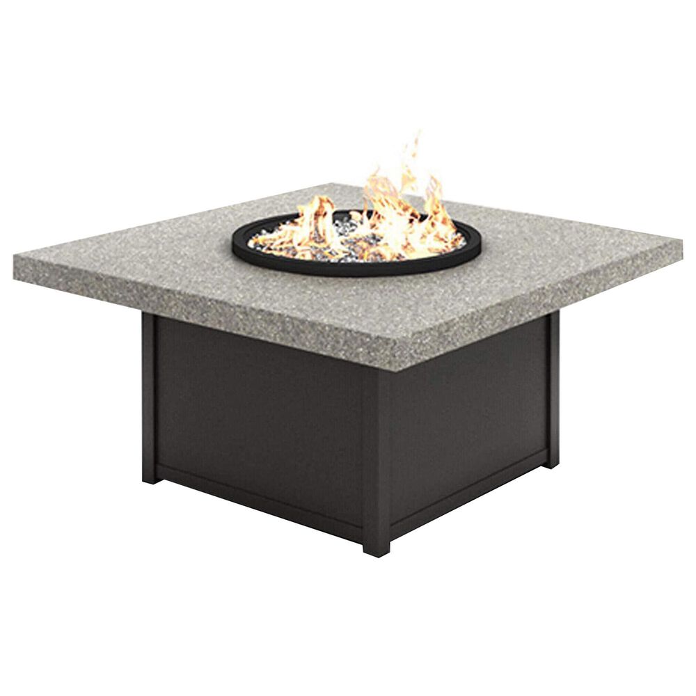 Homecrest Outdoor Living Shadow Rock 42" Square Lounge Fire Table with Fire Burner Cover in Pebble, , large