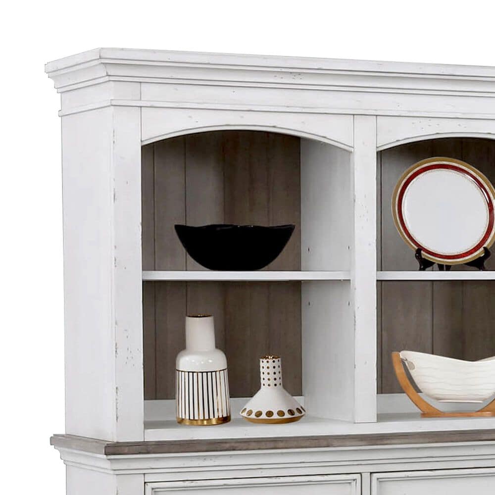 AVALON Buffet with Hutch in Distressed White and Antique Bronze, , large