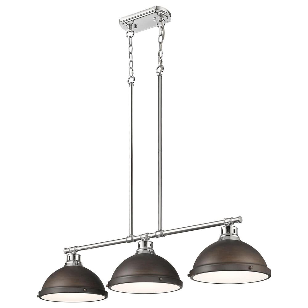 Golden Lighting Duncan 3-Light Pendant with Rubbed Bronze Shade in Chrome, , large