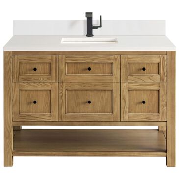 James Martin Vanities Breckenridge 48" Single Bathroom Vanity in Light Natural Oak with Single Hole 3 cm White Zeus Quartz Top and Rectangular Sink, , large