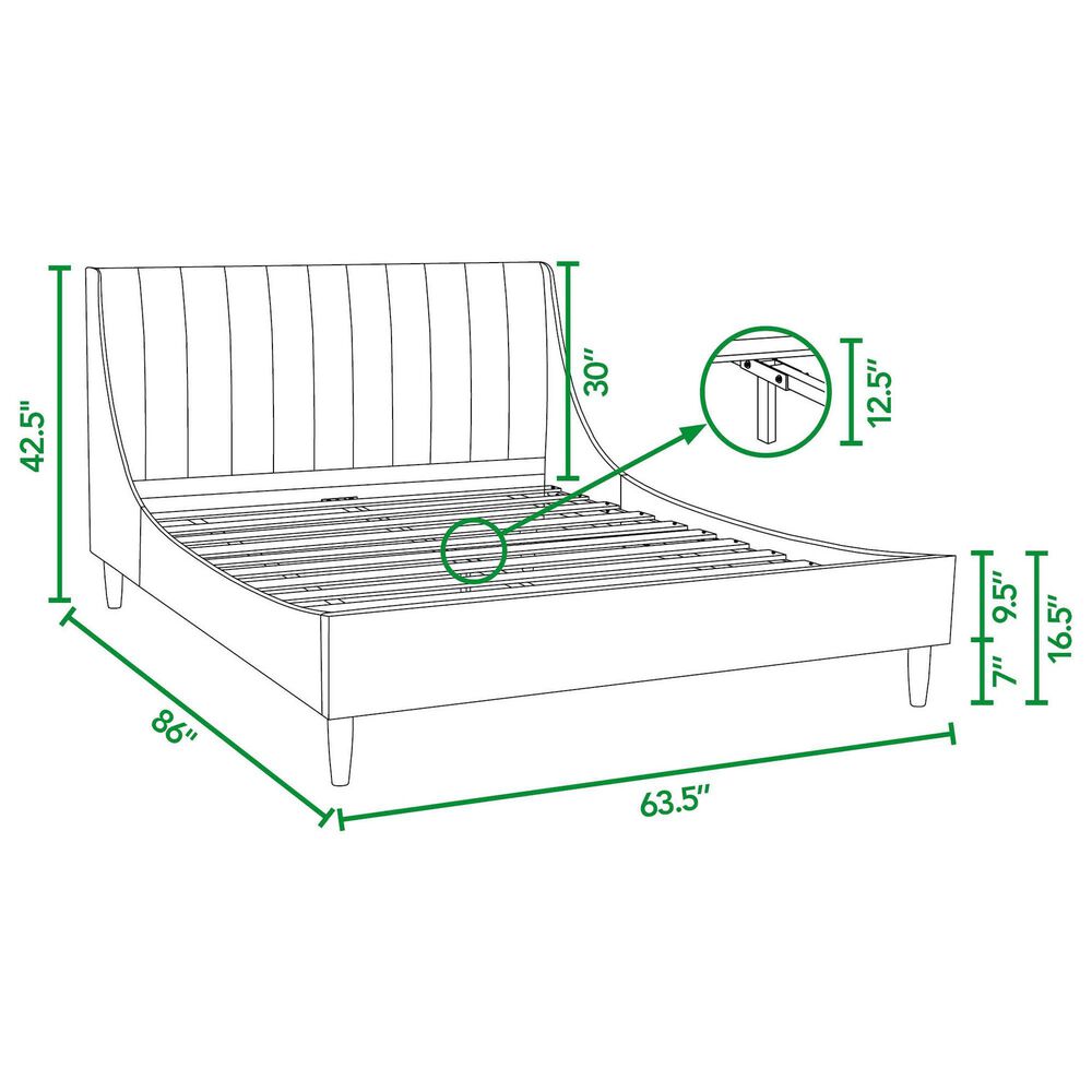 Jennifer Taylor Home Aspen Queen Upholstered Platform Bed in Satin Teal, , large