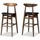Baxton Studio Flora Bar Stool in Walnut (Set of 2), , large