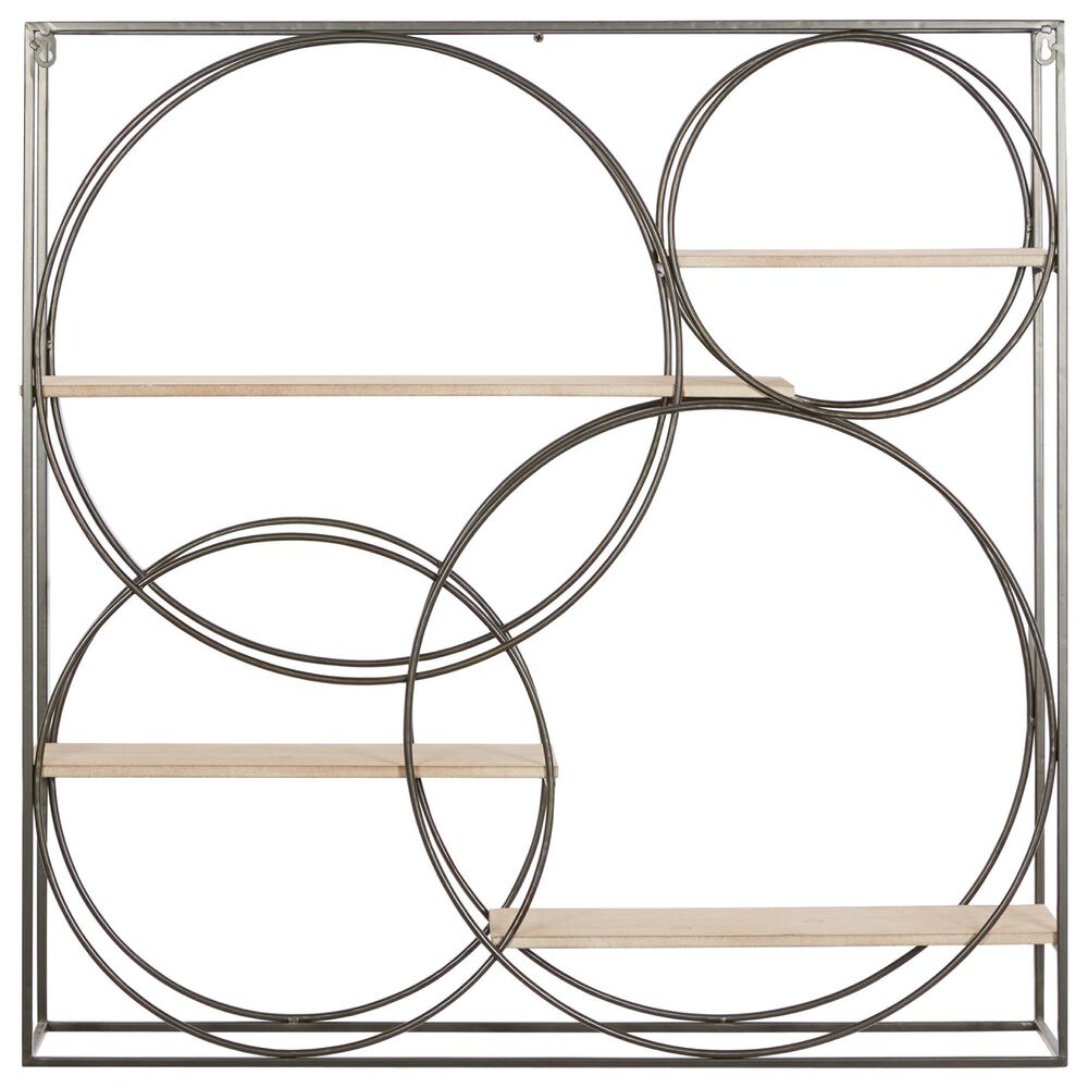 Maple and Jade 32&quot; x 32&quot; Wall Shelf in Charcoal Grey and Natural Brown, , large