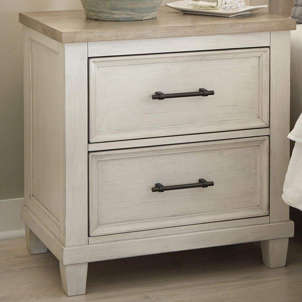 Ashley Shaybrock 2-Drawer Nightstand in Antique White and Brown, , large