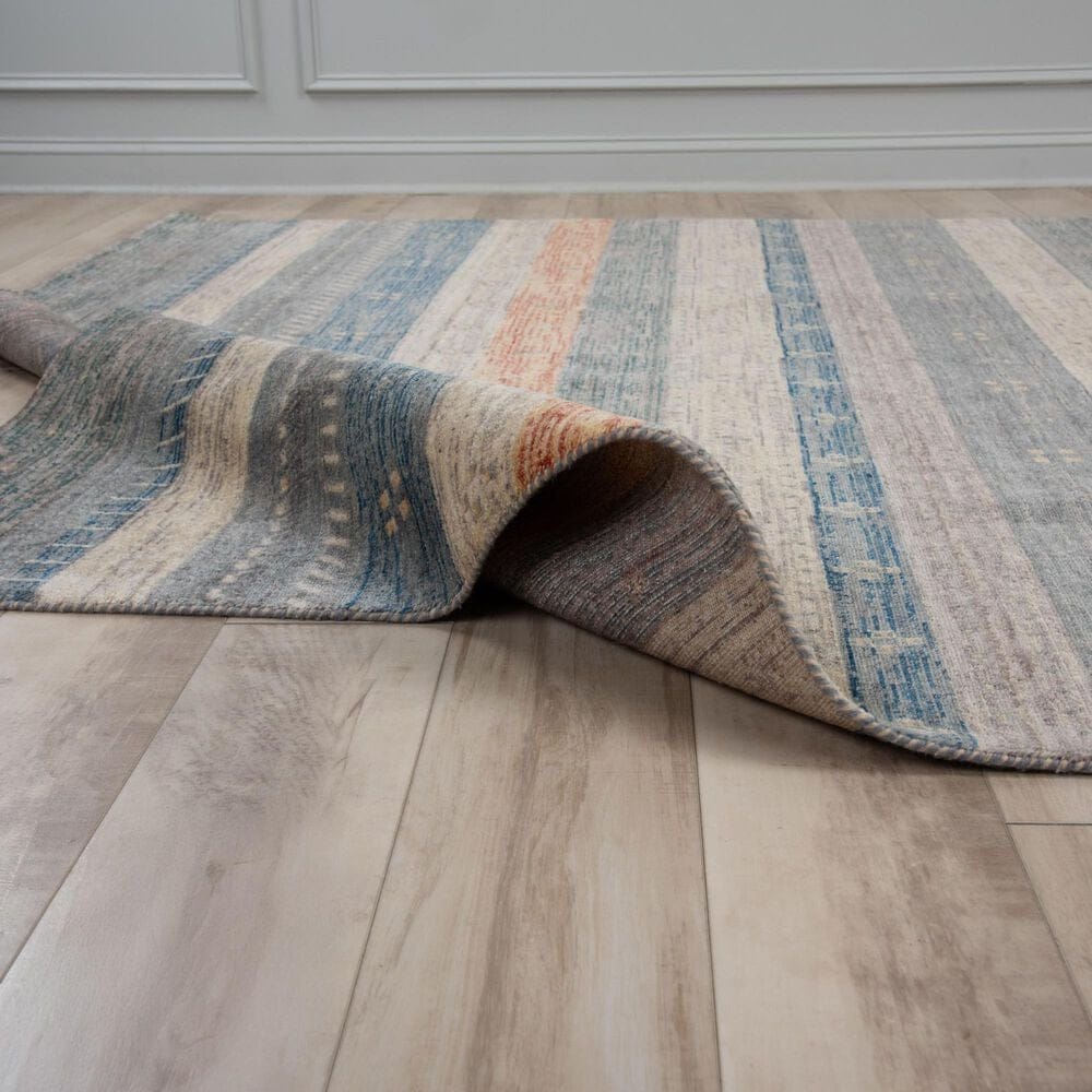 RIZZY Spectrum Gray, Dark Blue, Teal, Rust, Cream, Beige and Ivory 3' x 5' Area Rug, , large