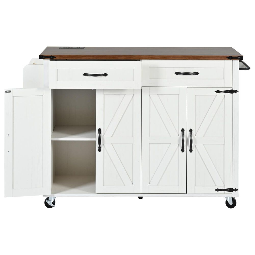 HOMLUX 53.5''Farmhouse Kitchen Island in White, , large