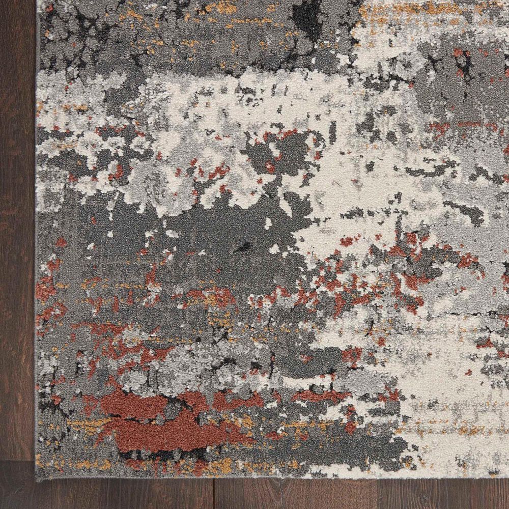 Nourison Tangra TNR02 2&#39;2&quot; x 7&#39;6&quot; Grey and Multicolor Runner, , large