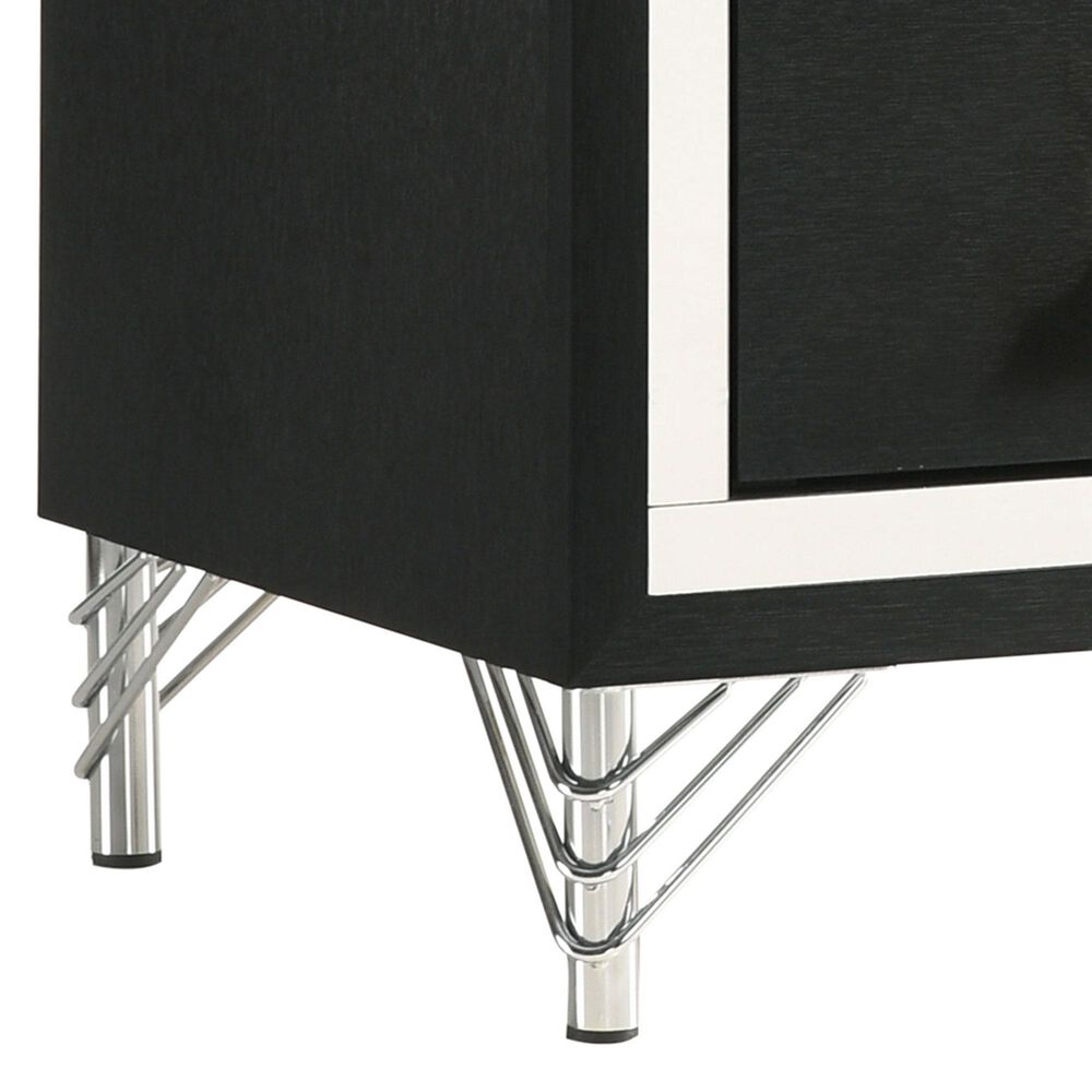 Coaster Lucia 2-Drawer Nightstand in Black and Chrome, , large