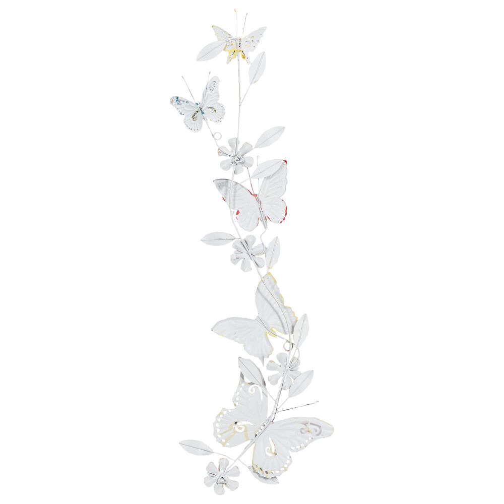 Maple and Jade 45&quot; x 7&quot; Eclectic Butterfly Wall Decor in Green, Blue, Red, Yellow, Brown and Black, , large