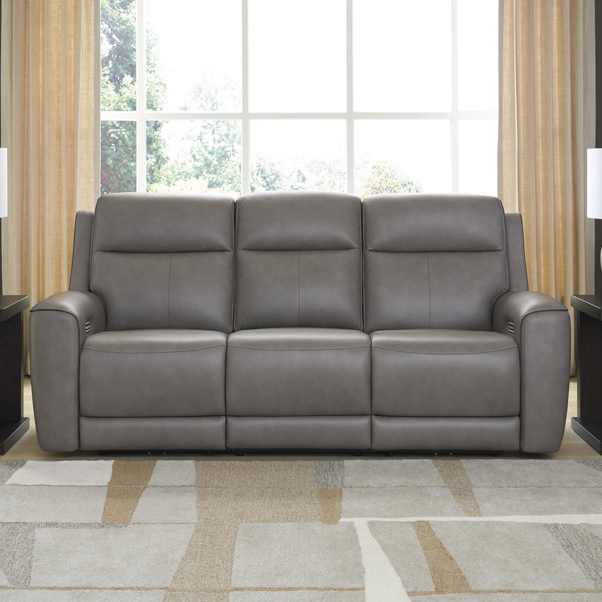 Ashley 5Z-Comfort Power Reclining Sofa and Loveseat Set in Coin
