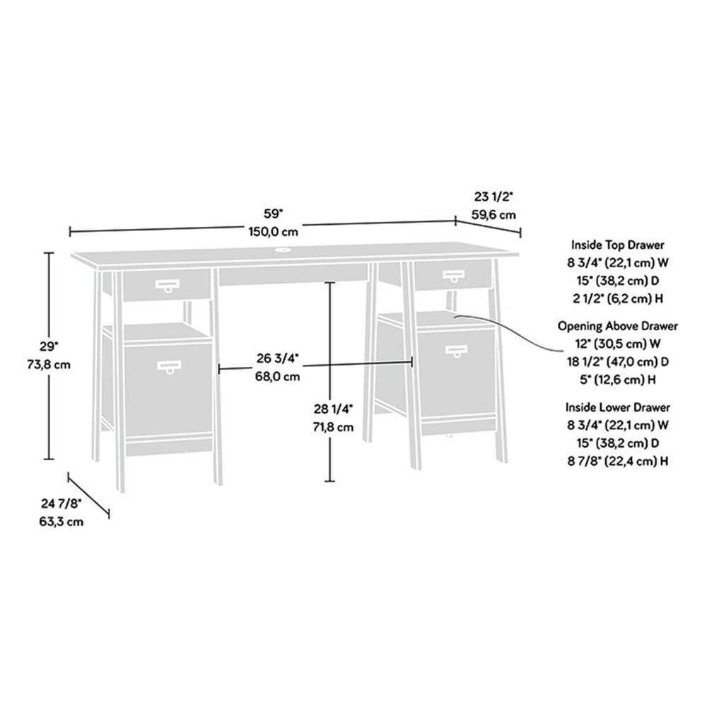 Sauder Trestle Executive Desk in Chalked Chestnut, , large