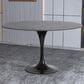 Leisuremod LeisureMod Verve Collection 48 Round Dining Table, Black Base with Sintered Stone Grey Top, , large