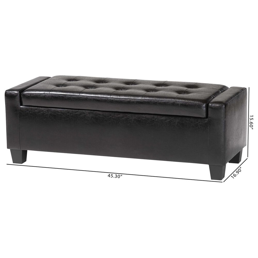 Baxton Studio Manchester Storage Ottoman in Black, , large