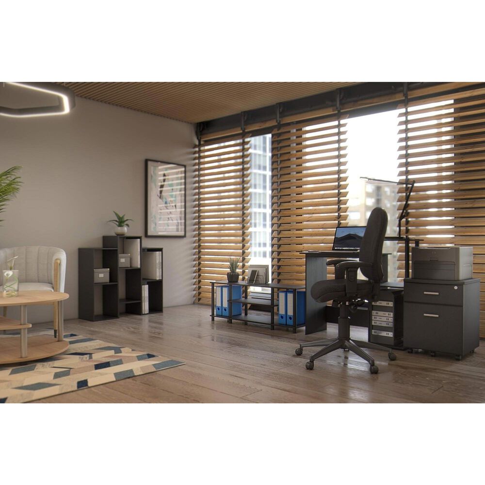 HOMLUX 40" Computer Desk with Open Side Shelves in Americano and Black, , large