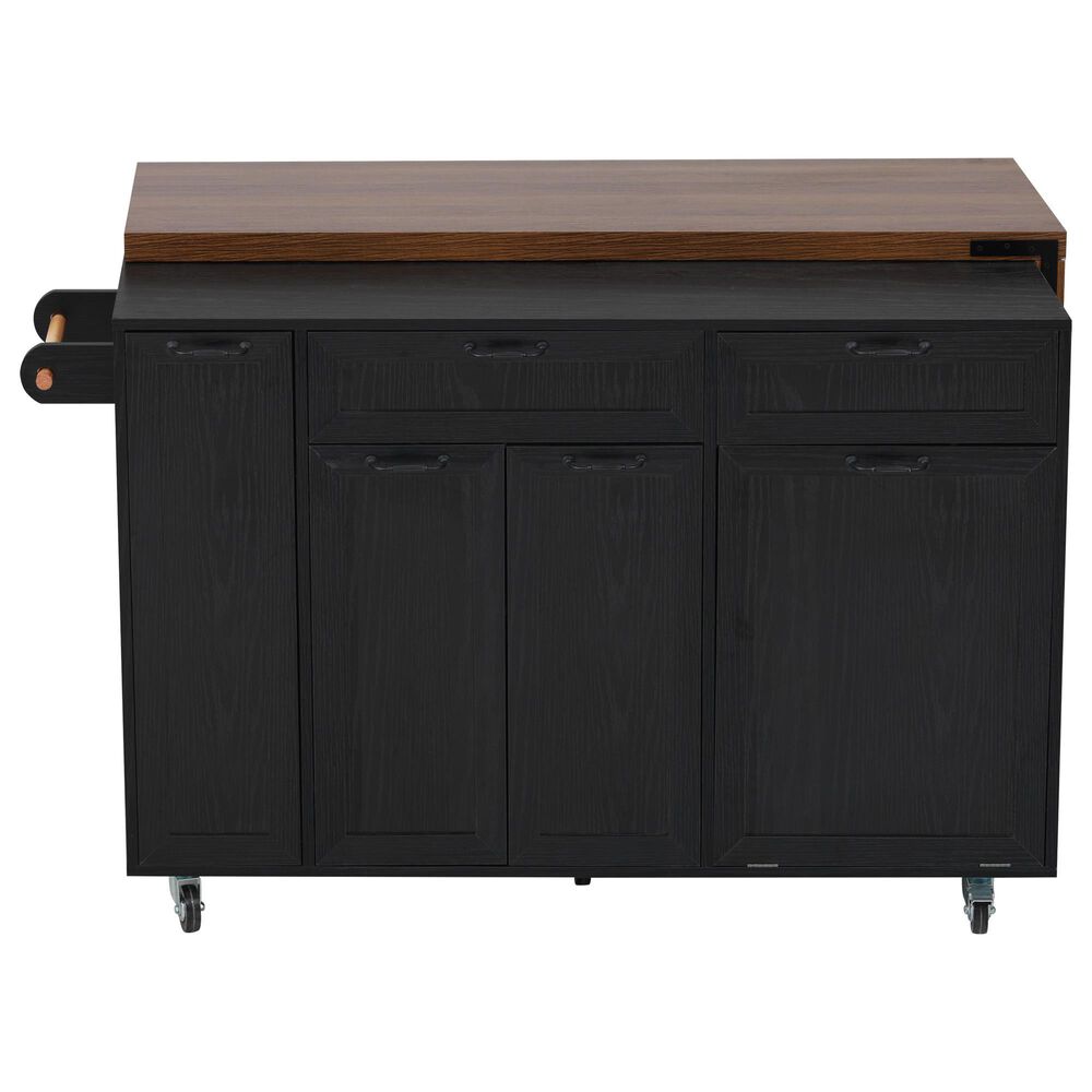 HOMLUX 102" Kitchen Island with Extendable Dining Table in Black, , large