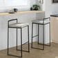 LumiSource Fuji 34" Stacker Bar Stool with Light Grey Cowboy Upholstery in Black (Set of 2), , large