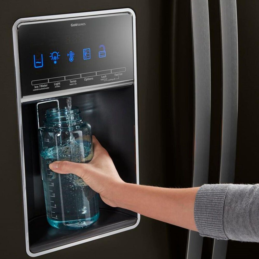 Whirlpool 27 Cu. Ft. 36&quot; Wide French Door Refrigerator in Fingerprint Resistant Black Stainless Steel with Dual Icemakers, , large