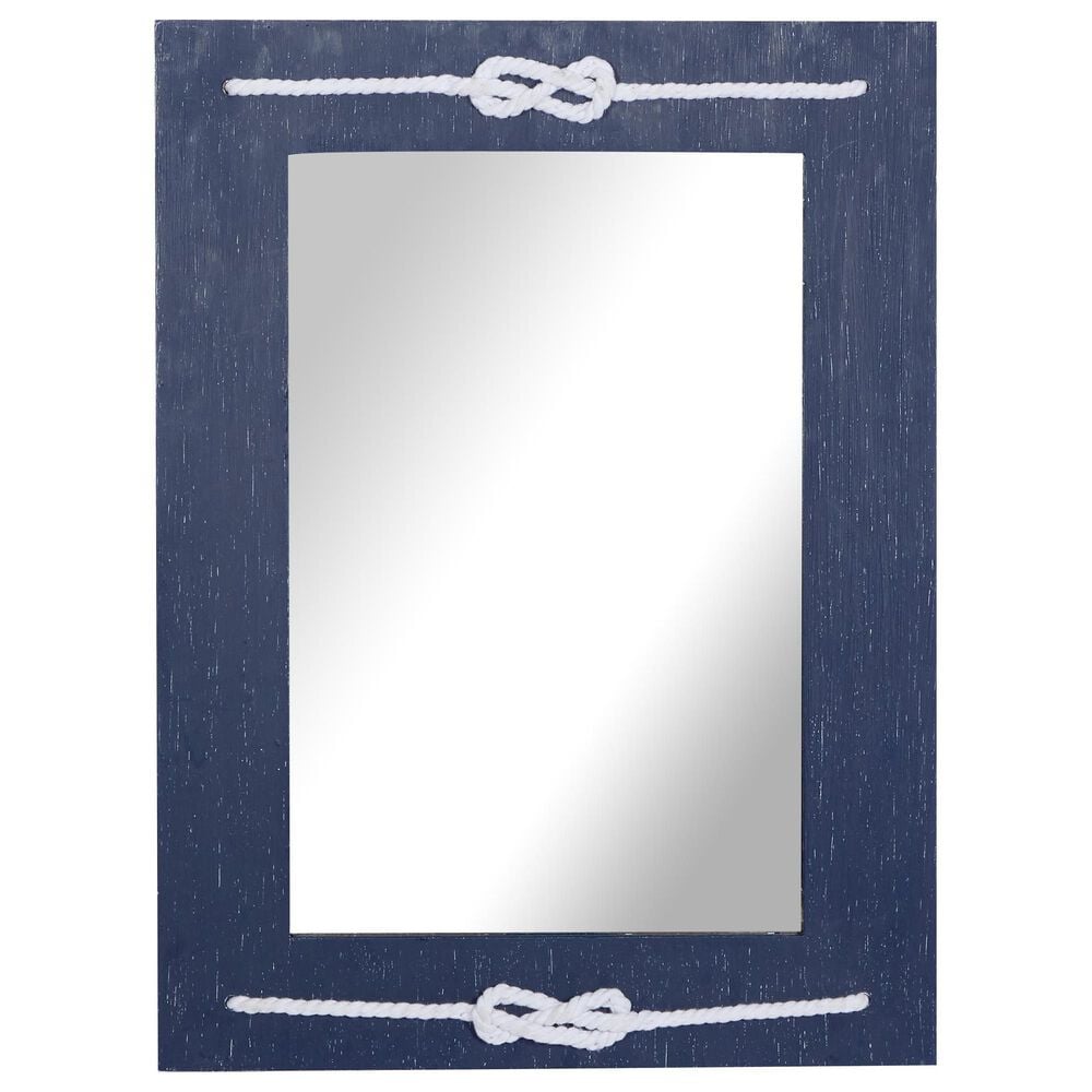 Maple and Jade 31" Rectangular Wall Mirror with Knotted Rope in Distressed Blue, , large