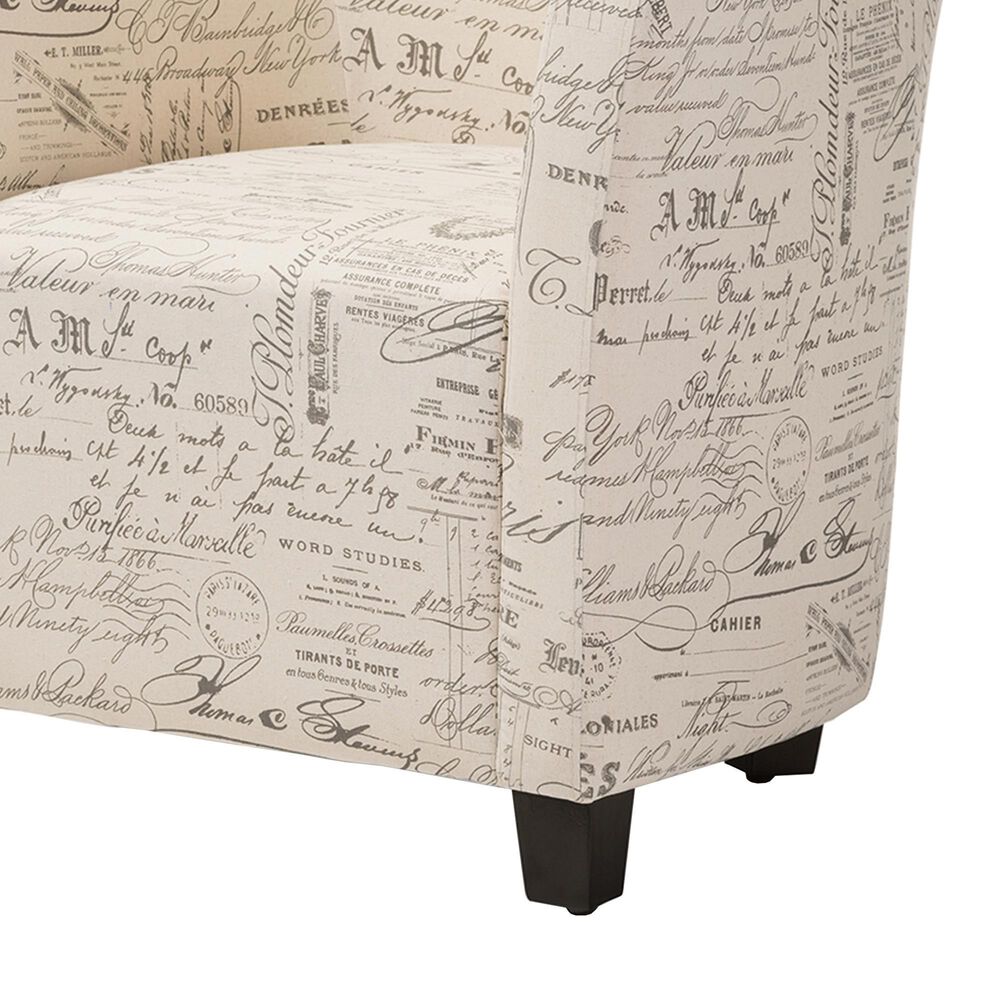 Baxton Studio Benson Club Chair and Ottoman Set with Beige Cushion in Coffee, , large