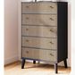 Ashley Charlang 5 Drawer Chest in Matte Black and Beige, , large