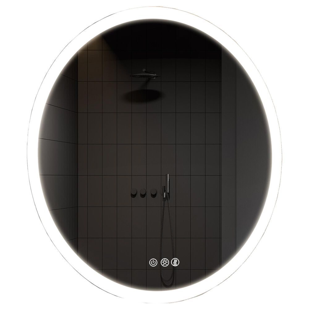 HOMLUX 28" Round LED Bathroom Vanity Mirror in Silver, , large