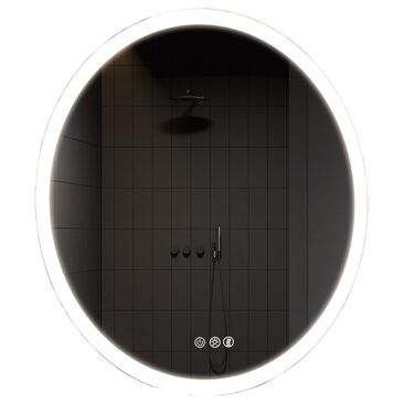 HOMLUX 28" Round LED Bathroom Vanity Mirror in Silver, , large
