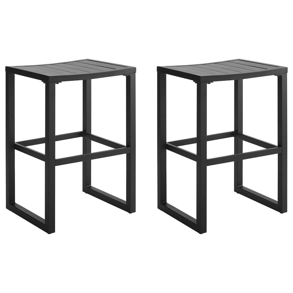 Linon Home Decor Holland Outdoor Bar Stool in Black (Set of 2), , large
