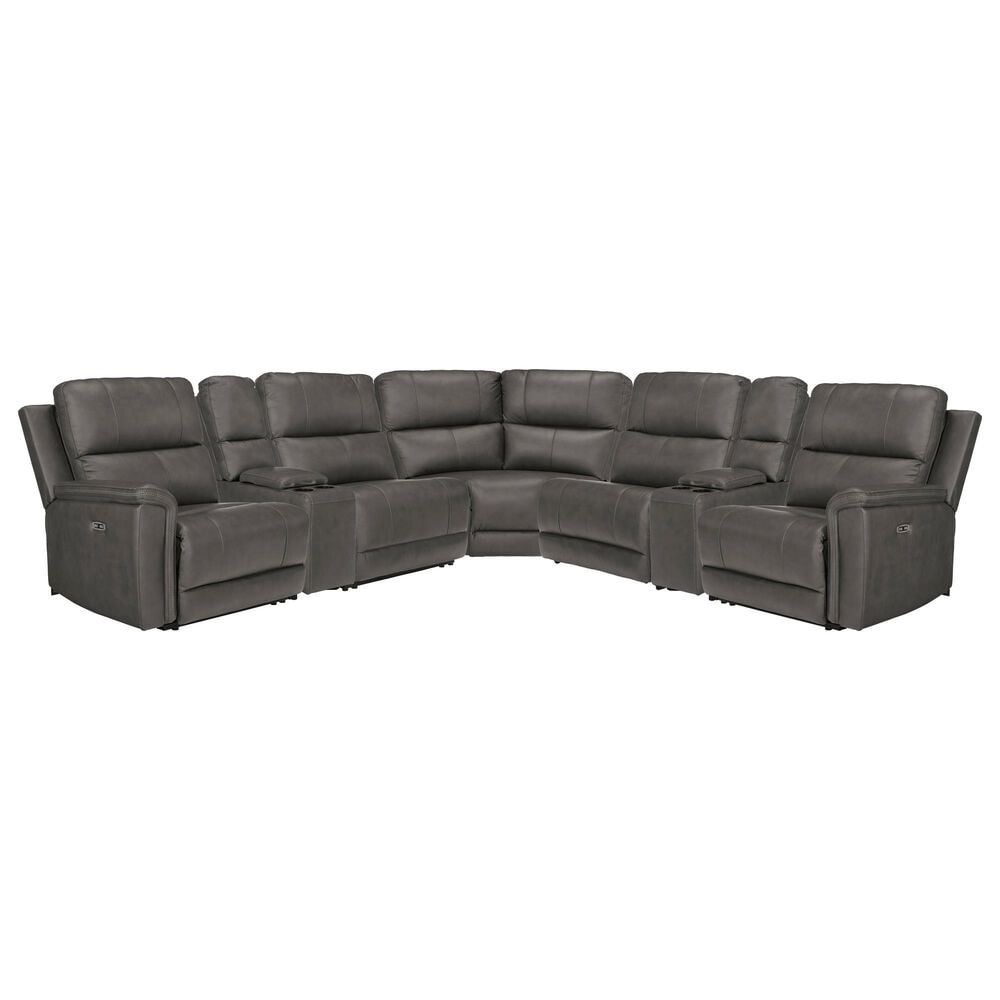 Ashley 7-Piece Power Symmetrical Console Reclining Sectional in Anchor, , large