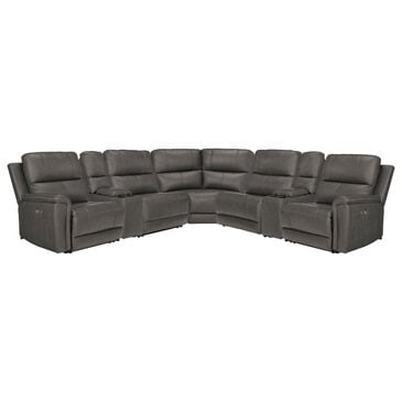 Ashley 7-Piece Power Symmetrical Console Reclining Sectional in Anchor, , large