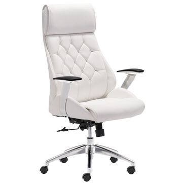 Zuo Modern Boutique Office Chair in White and Silver, , large