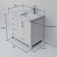Lexora Home Jacques 36" Right Offset Single Bathroom Vanity in White with 2 cm White Carrara Marble Top and Rectangular Sink, , large