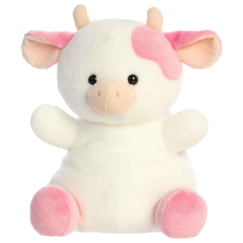 Aurora 13&quot; Belle Strawberry Cow Stuffed Animal in Soft White and Vibrant Pink Strawberry, , large