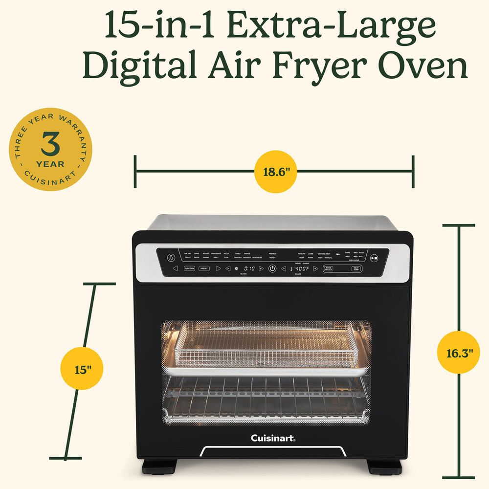 Cuisinart 0.9 Cu. Ft. 15-in-1 Extra-Large Digital Air Fryer Oven in Black Stainless, , large