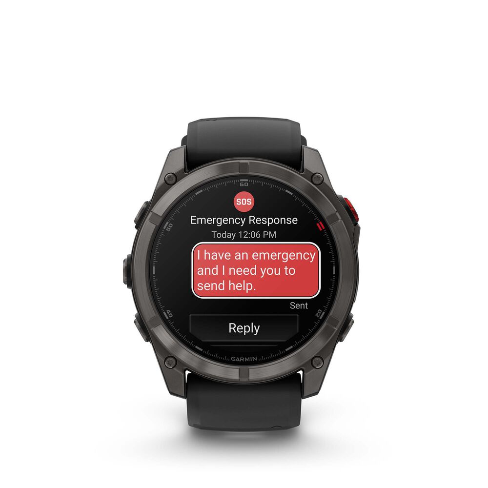 Garmin Fenix 8 Pro Sapphire AMOLED Smartwatch 51mm Carbon Gray DLC Titanium Case with Black and Pebble Gray Silicone Band, , large