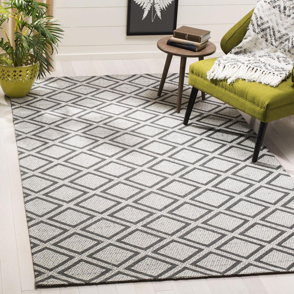 Safavieh Micro-Loop 5&#39; x 8&#39; Silver and Dark Grey Area Rug, , large